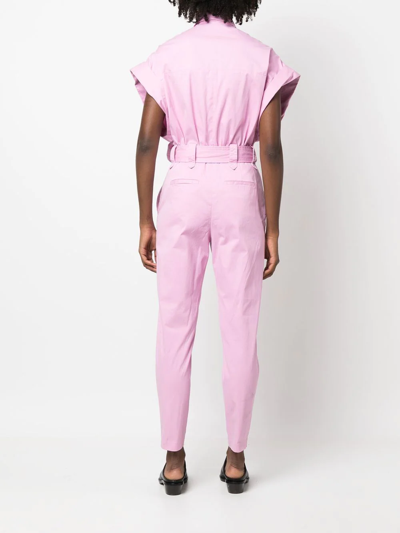 Shop Iro Lavine Belted Utility Jumpsuit In Pink