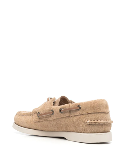 Shop Sebago Lace-up Suede Loafers In Neutrals