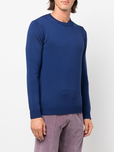 Shop Roberto Collina Fine-knit Merino Wool Jumper In Blau