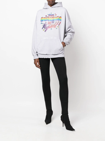 Balenciaga Grey Cotton Oversize Sweatshirt In Multi