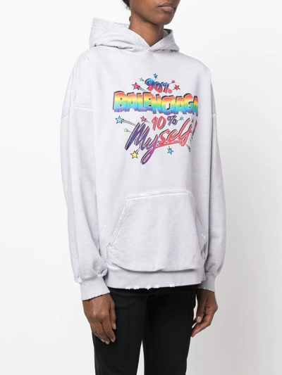 Balenciaga Grey Cotton Oversize Sweatshirt In Multi
