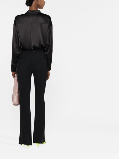 Tom Ford Fitted Stretch Silk Satin Shirt In Schwarz