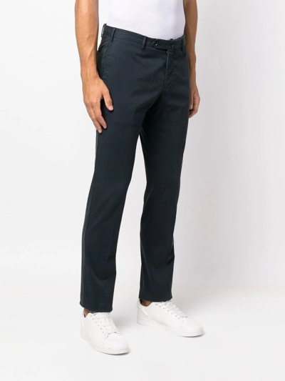 Pt Torino Slim-fit Chino Pants With Peats In Blau