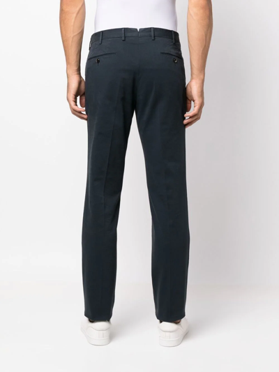 Pt Torino Slim-fit Chino Pants With Peats In Blau