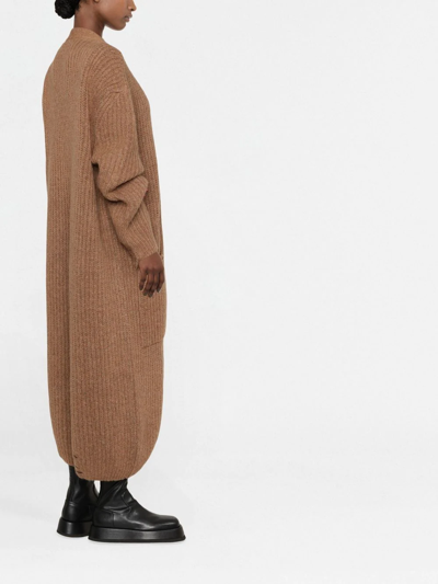 Dsquared2 Extra-long Distressed Knitted Cardigan In Braun