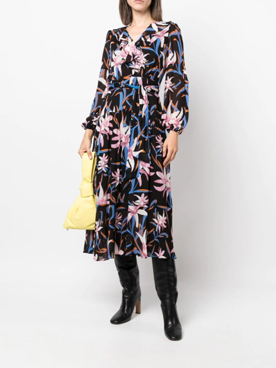 Diane Von Furstenberg Jaxson Floral-print Midi Dress In Schwarz
