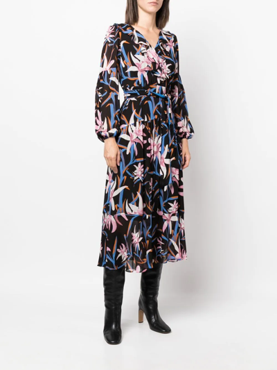 Shop Diane Von Furstenberg Jaxson Floral-print Midi Dress In Schwarz