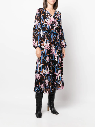 Diane Von Furstenberg Jaxson Floral-print Midi Dress In Schwarz
