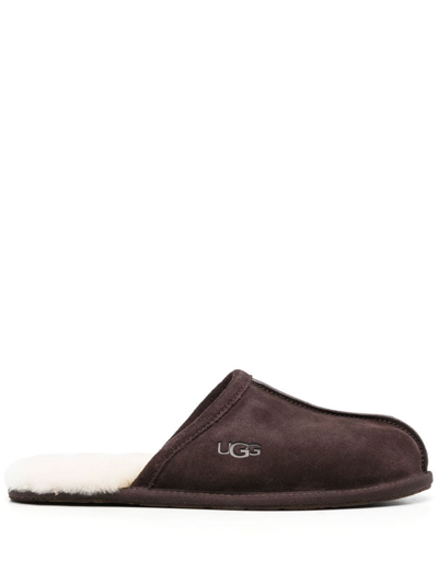 Shop Ugg Scuff Suede Slippers In Braun