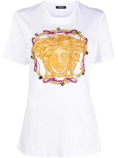 Shop Versace Medusa Head Motif T-shirt In Weiss