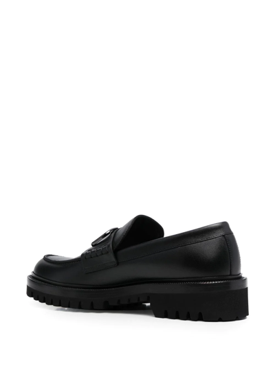 Shop Valentino Vlogo Signature Leather Loafers In Black