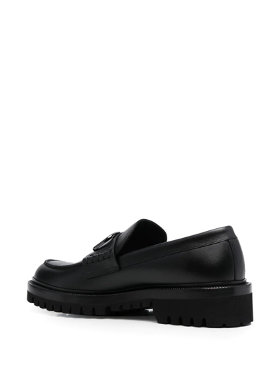 Valentino Garavani Black Loafers With Vlogo Detail And Platform In Leather Man In Black