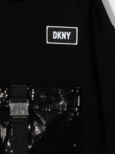Shop Dkny Sequin-embellished Long-sleeved Hoodie In Schwarz