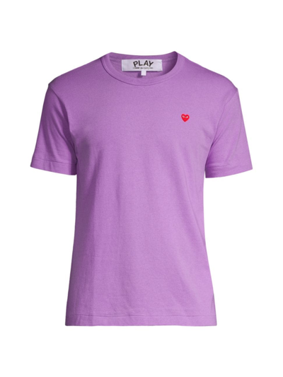 Shop Comme Des Garçons Women's Small Heart Crewneck T-shirt In Purple