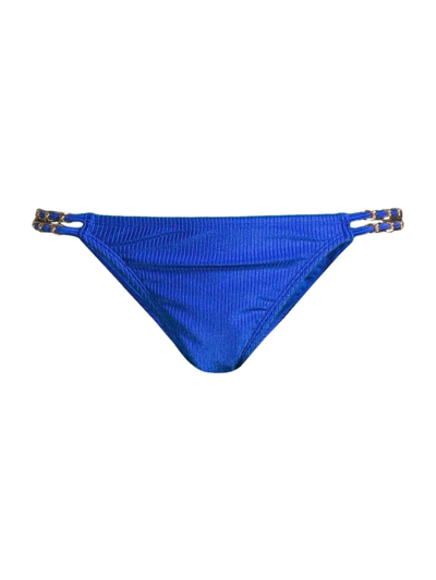 Shop Lilly Pulitzer Women's Petrie Ribbed Bikini Bottom In Blue Grotto