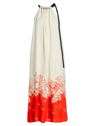 Shop Proenza Schouler Women's Painterly Floral Colorblocked Maxi Dress In Off White Multi