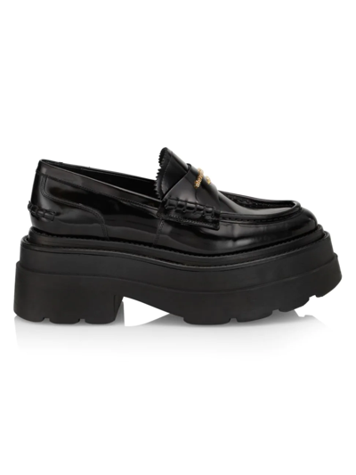 Shop Alexander Wang Women's Carter Leather Platform Loafers In Black