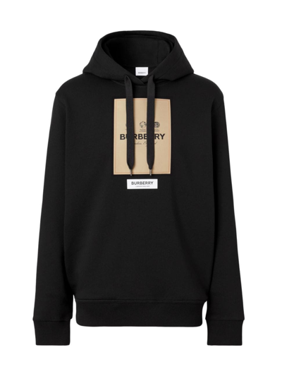 Shop Burberry Men's Owie Cotton Hoodie Sweatshirt In Black