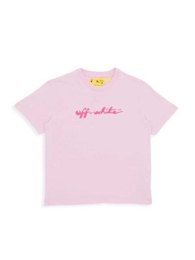 Shop Off-white Little Girl's & Girl's Logo Script T-shirt In Fuchsia