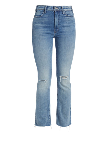 Shop Mother Women's The Hustler High-rise Ankle Flare Stretch Fray Jeans In Crashinghard