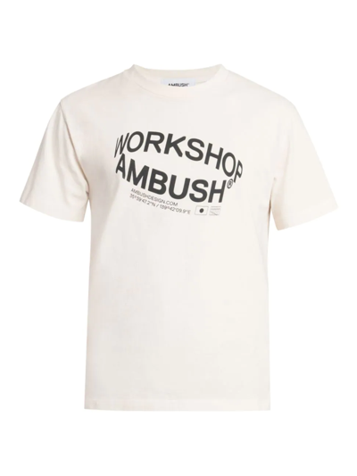 Shop Ambush Men's Workshop Logo T-shirt In Off White Black