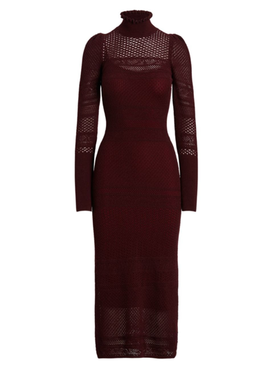 Ralph Lauren Silk-blend Pointelle Sweater Dress In Bordeaux | ModeSens