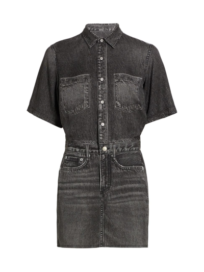 Shop Rag & Bone Women's Liquid Miramar Denim Minidress In Black Magic