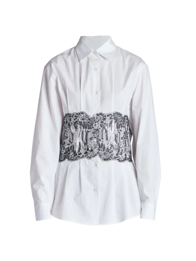 Shop Dries Van Noten Women's Clavy Lace-trim Button-up In White
