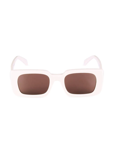 Shop Celine Women's 51mm Rectangle Sunglasses In Ivory Brown
