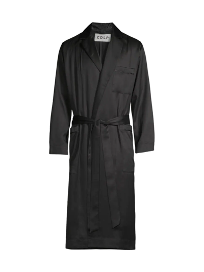 Shop Cdlp Men's Satin Home Robe In Black