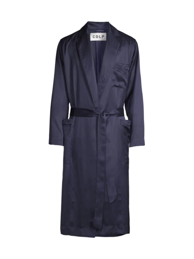 Shop Cdlp Men's Satin Home Robe In Navy