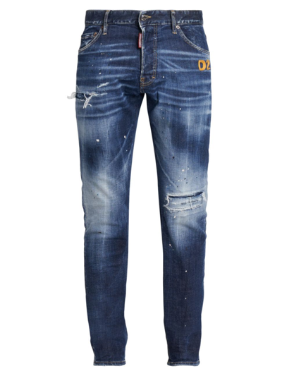 Shop Dsquared2 Men's Cool Guy Distressed Jeans In Navy Blue