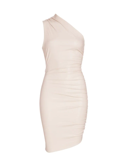 Shop Susana Monaco Women's Gathered One-shoulder Body-con Dress In Blanched Almond