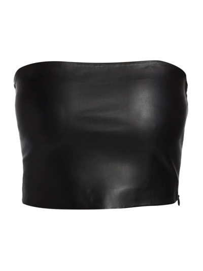 Shop Susana Monaco Women's Faux Leather Tube Top In Black