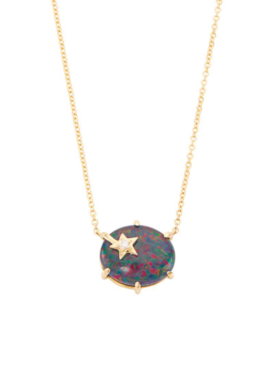Shop Andrea Fohrman Women's Galaxy Mini 14k Yellow Gold, Australian Opal & Diamond Necklace