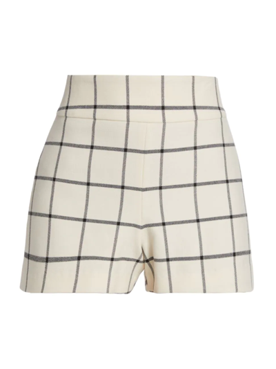 Alice And Olivia Donald High Waisted Shorts In Off White & Black | ModeSens