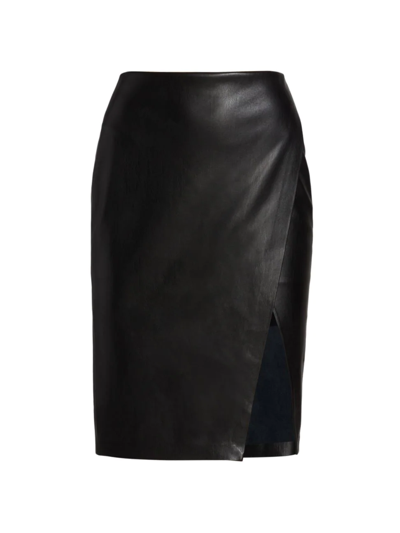Shop Alice And Olivia Women's Siobhan Faux Leather Midi-skirt In Black