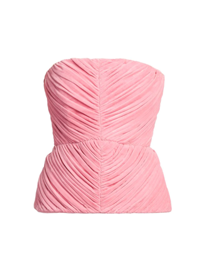 Shop Stella Mccartney Women's Strapless Draped Velvet Top In Bubble Gum