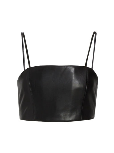 Shop Alice And Olivia Women's Pearle Vegan Leather Crop Top In Black