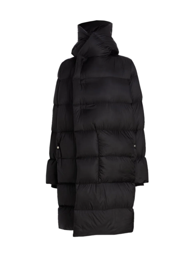 Shop Rick Owens Women's Asymmetric Hooded Puffer Coat In Black