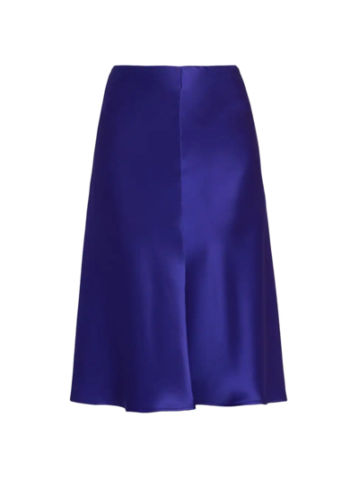 Shop Stella Mccartney Women's Satin Knee-length Skirt In Blue