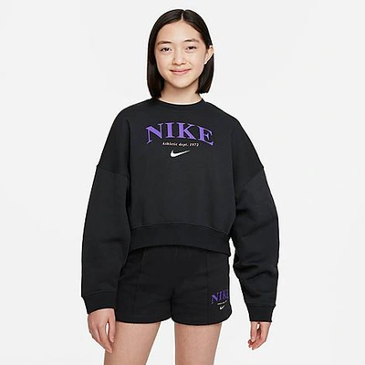 Shop Nike Girls' Sportswear Trend Fleece Sweatshirt In Off Noir
