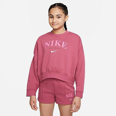 Shop Nike Girls' Sportswear Trend Fleece Sweatshirt In Sweet Beet