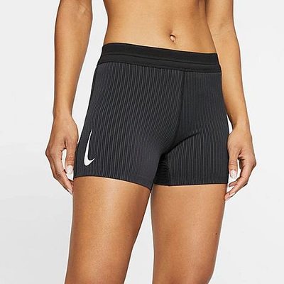 Shop Nike Women's Aeroswift Tight Running Shorts In Black/white