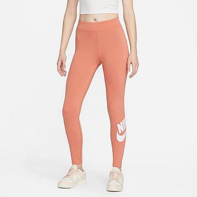Shop Nike Women's Sportswear Essential High-waisted Leggings In Madder Root/white