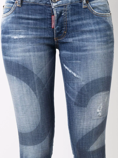 Dsquared2 Cropped Logo-wash Jeans In Blue