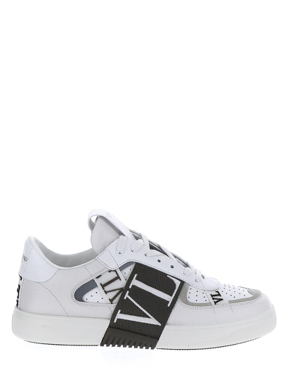 Shop Valentino Vl7n Low-top Sneaker In Banded Calfskin In White