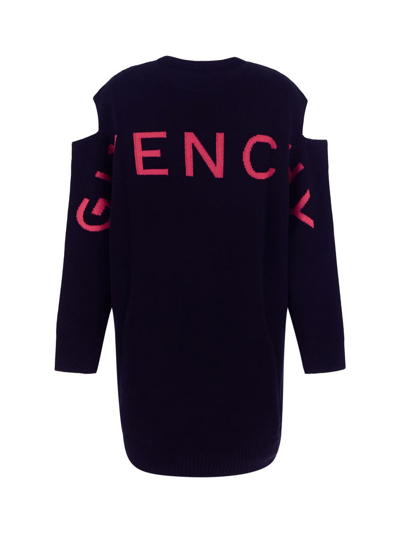 Shop Givenchy Knit Logo Dress In Black