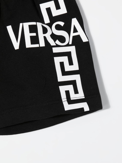 Shop Versace Greca Logo-print Shorts In Black