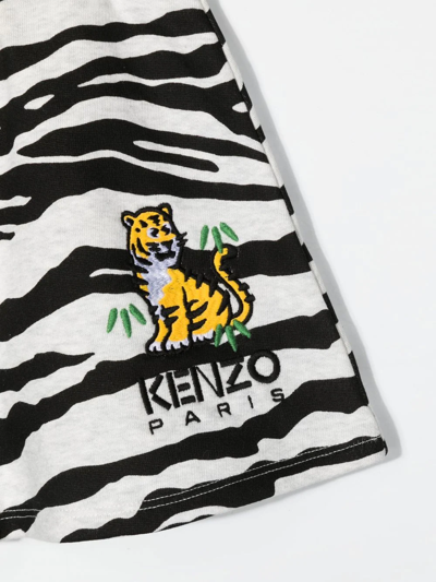 Shop Kenzo Embroidered-logo Zebra-print Skirt In White